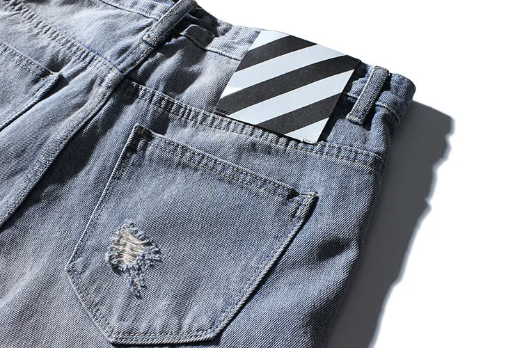 Вышитые джинсы метросексуал Уничтожено джинсы бренд Повседневное тонкий Рваные джинсы Для мужчин джинсовые штаны S-XL