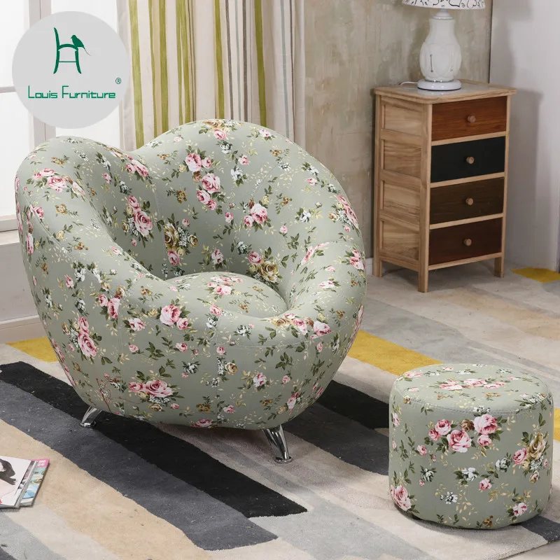 

Louis Fashion Living Room Sofas Love Simple Modern Lazy Chair Creative Lovely Casual Fabric Single