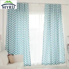 MYRU The Mediterranean style semi shade cloth curtain Sea printing blue curtains yellow curtains for bedroom and living room