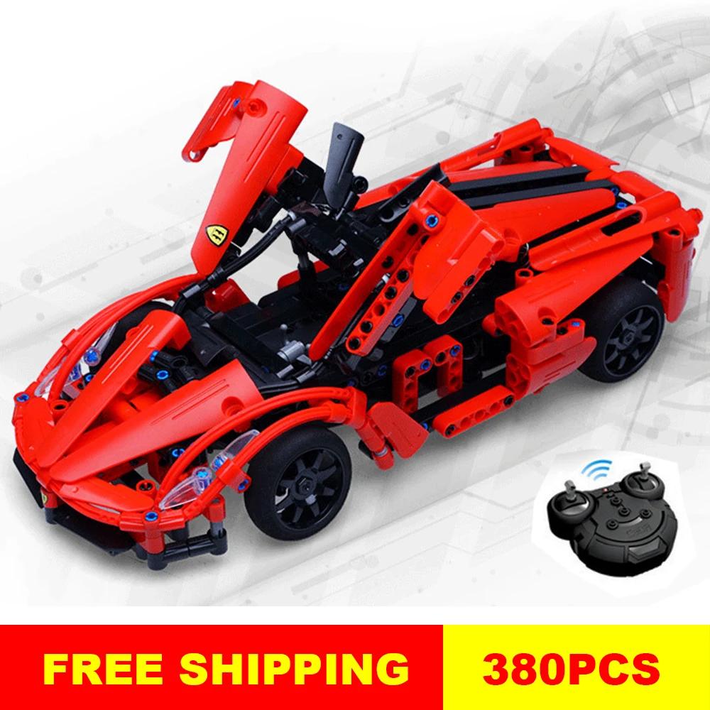 

380pcs Technic Series RC Car Model Building Blocks Remote Control Sportscar Racer Cars Enlighten Bricks Toy For Kids fit