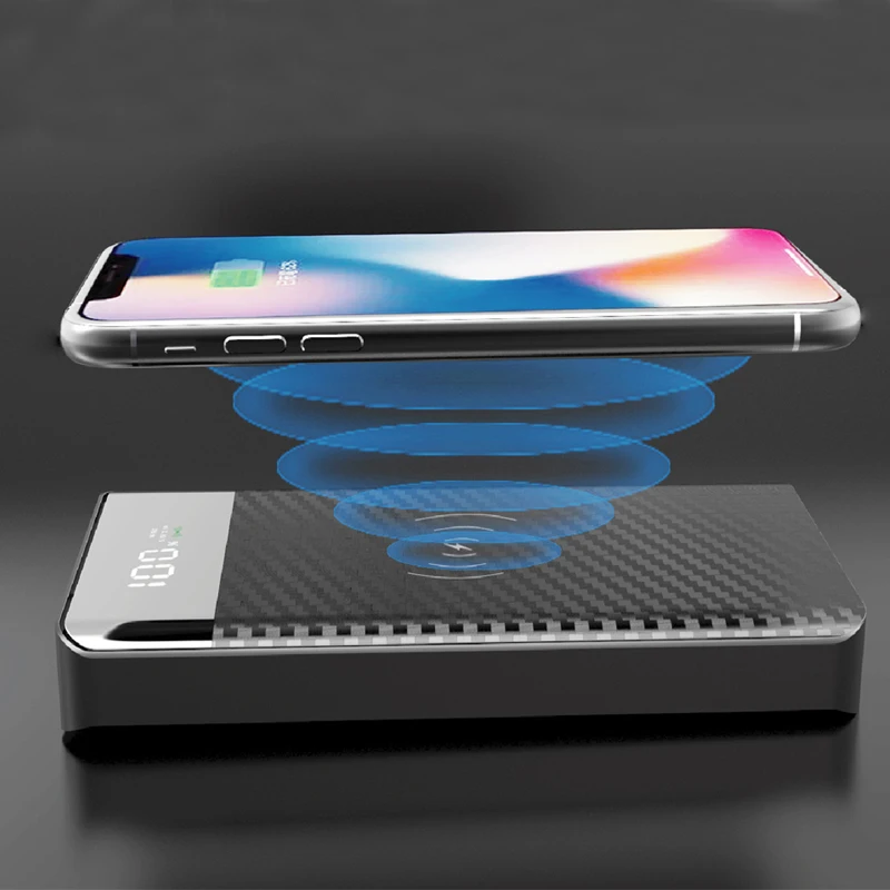QI Wireless Charging Power Bank 20000mAhCharger Mobile Phone Powerbank Battery Wireless Charger For iPhone X 8 Samsung S9 S8 S7