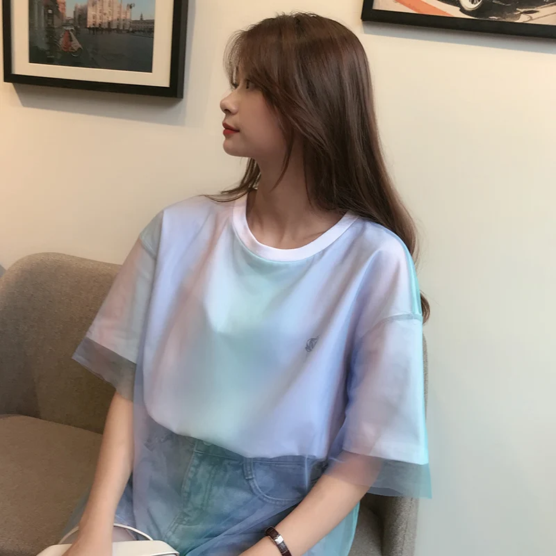 

Casual Loose Round Neck Short Sleeve T-shirt Women's Tshirts Japan Kawaii Ulzzang Female Sweet Lovely Harajuku Tshirt For Women