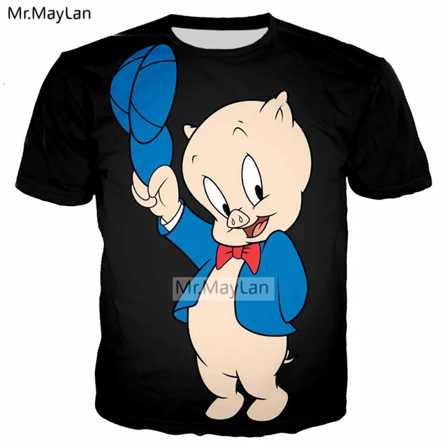 Harajuku Cartoon Cute Porky Pig Print Tshirt Men Women Streetwear Harajuku Cartoon Cute Porky Pig Print Tshirt Men Women Streetwear T Shirt High School Boys Kawaii Tee Tops Clothes
