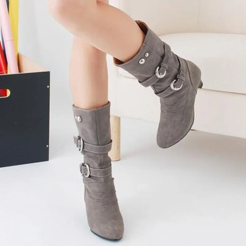 

Plus Size 34-43 New 2016 Bottes Femmes Women Martin Boots Pu Leather Botines Mujer Autumn Winter Botas Buckle Booty Shoes
