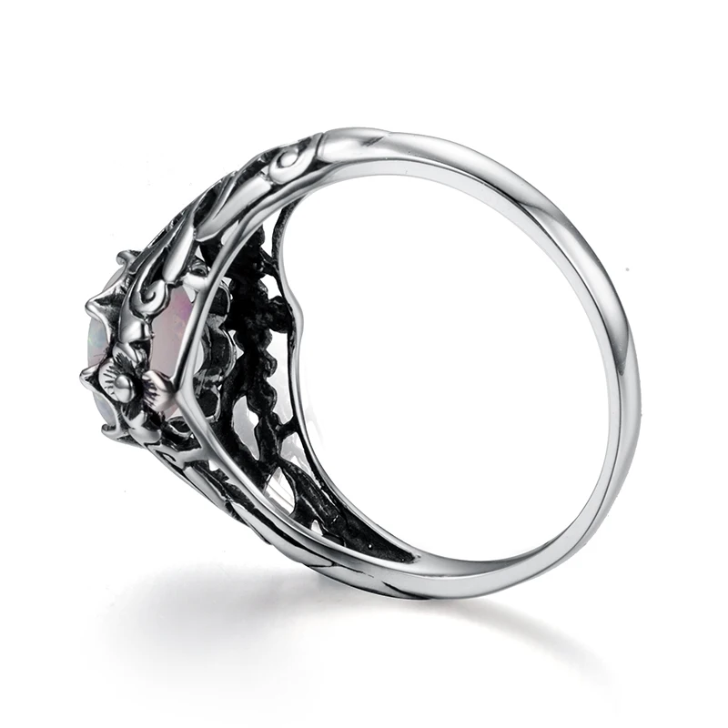 Элегантное 925 пробы Серебряное коктейльное кольцо для женщин, обручальное кольцо с огненным опалом, Винтажное кольцо для помолвки