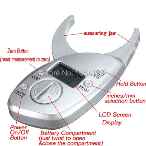 Цифровой ЖК-дисплей жира суппорт PLICOMETRO кожи складка суппорт жира Измерение Толщина 50 мм 2 дюйма диапазон 10 шт./лот