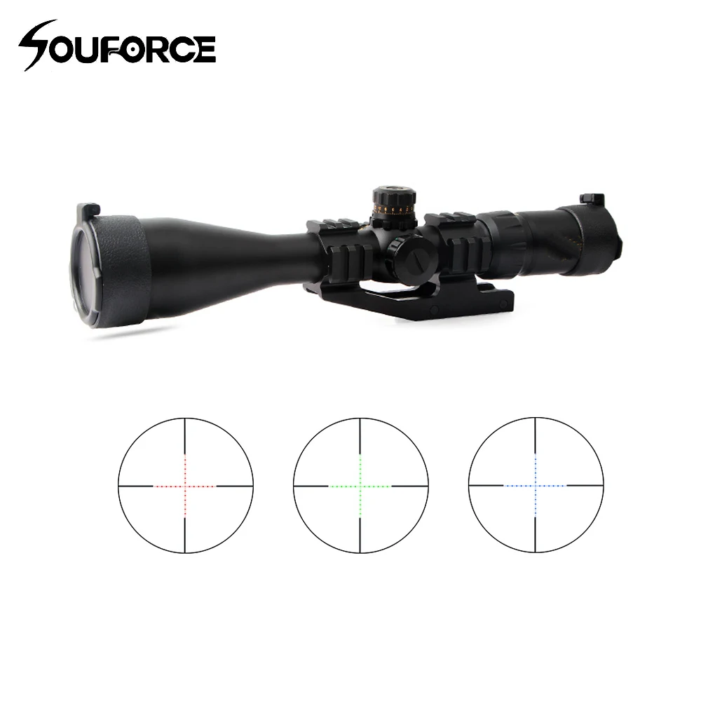 

Tactical 3.5-10x50BE Optical Rifle Scope Red Green Blue Triple Illuminated Shockproof with Ring Gun Accessory for Hunting