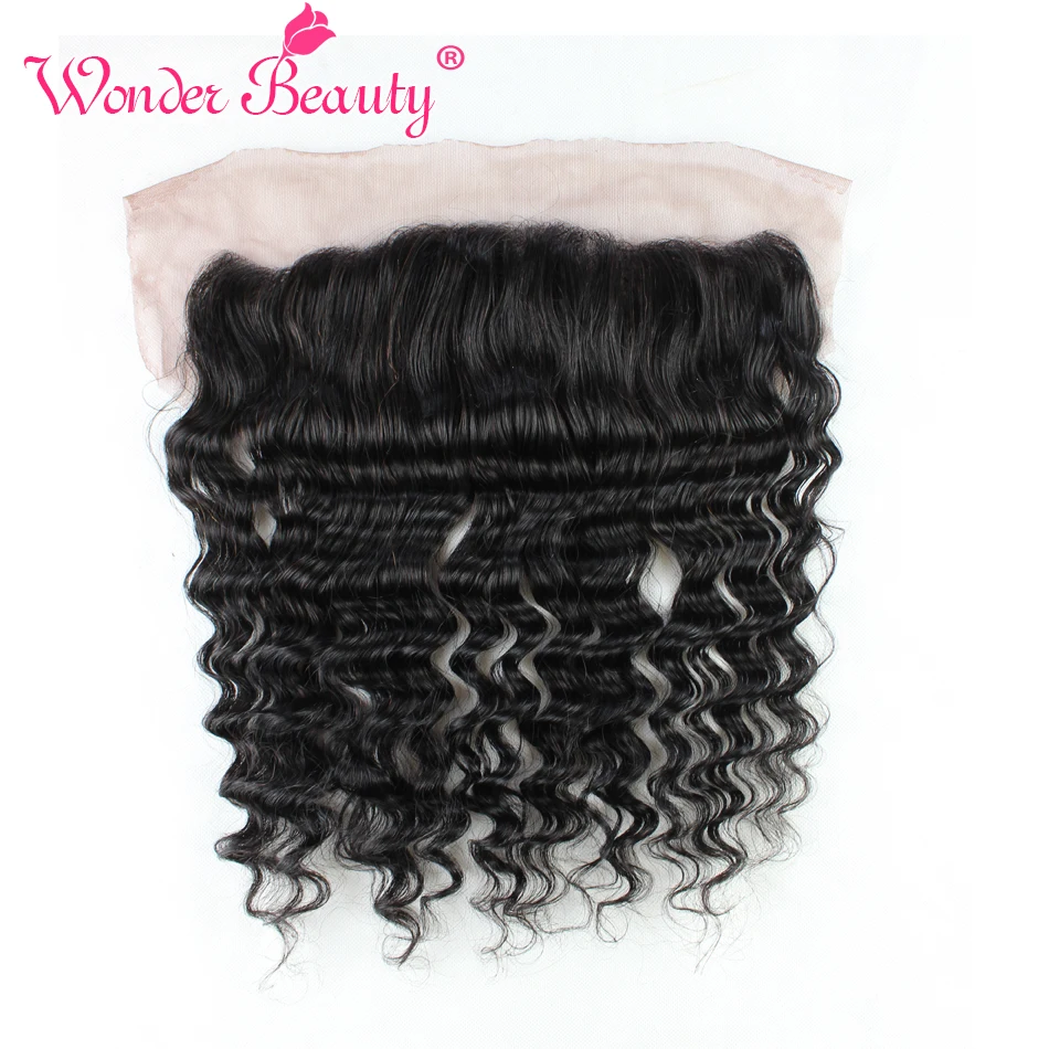 Wonder Beauty Hair Brazilian Deep Wave lace frontal closure 100% human hair Non Remy Ear to Ear 13x4 frontal closure Free ship