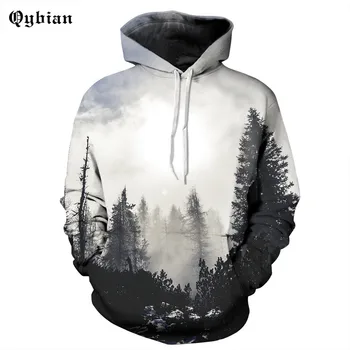 

Qybian New Men's Hoodies Hombre Hip Hop Mens Brand Smoke woods printed Hooded pullover 3d hoodies Sweatshirt loose Men Hoodie