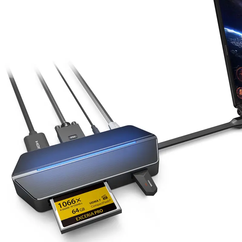 AJIUYU Type c HDMI VGA конвертер Thunderbolt 3 концентратор RJ45 кардридер PD USB для ноутбуков HP SPECTRE