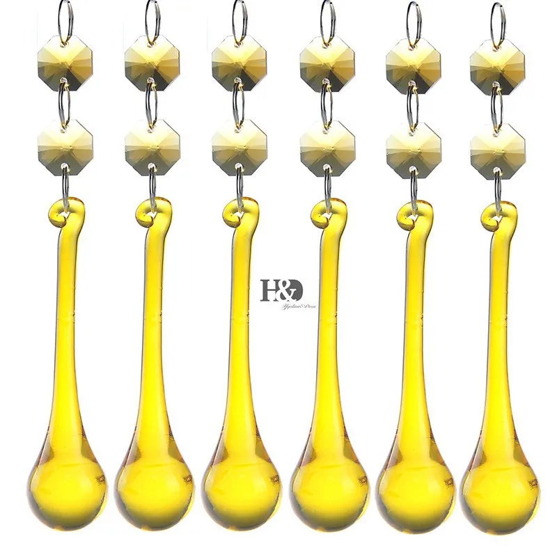 20*80 мм украшения дома воды Daop бусины 10 шт. желтые кристаллы части для люстры свадебные принадлежности