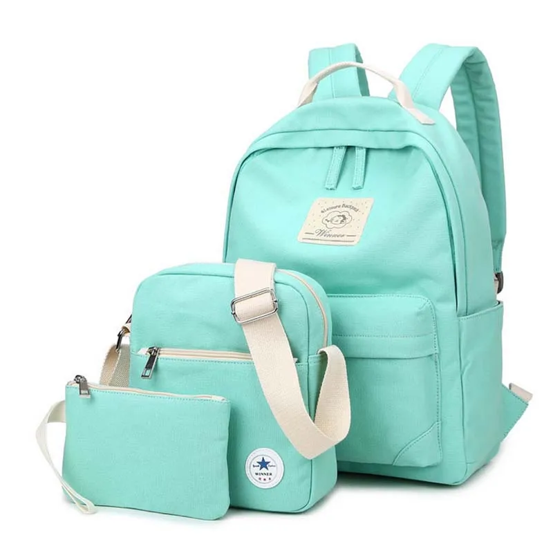 Korean casual women bookbags canvas printing backpack sets cute school bags backpacks for teenage girls shoulder