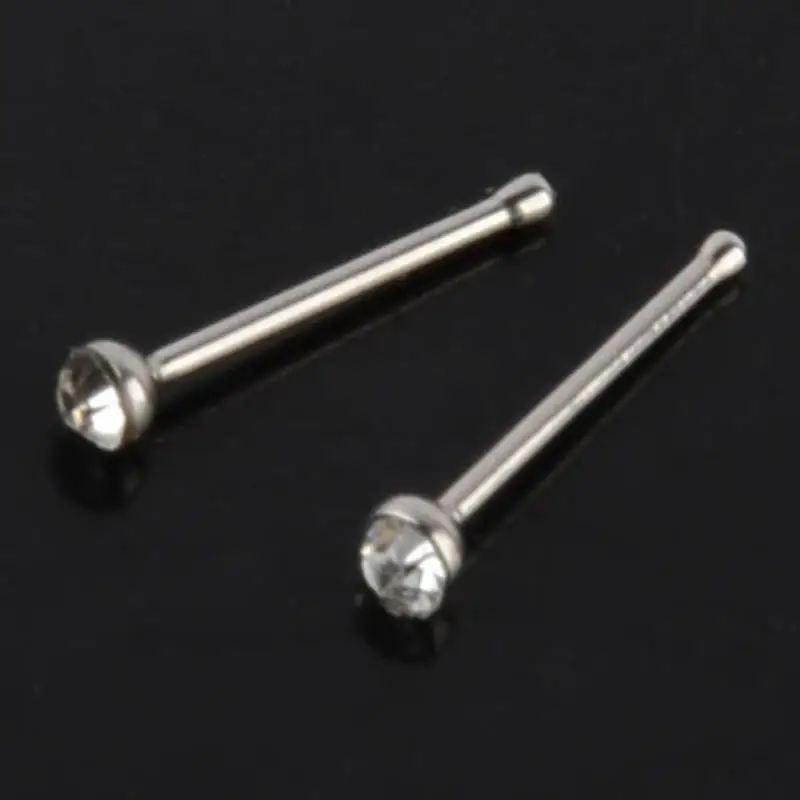60/40x 316L Surgical Steel Piercing Nose Ring Shellhard Crystal Rhinestone Nose Stud Rings Mix Colors Clear Fashion Body Jewelry