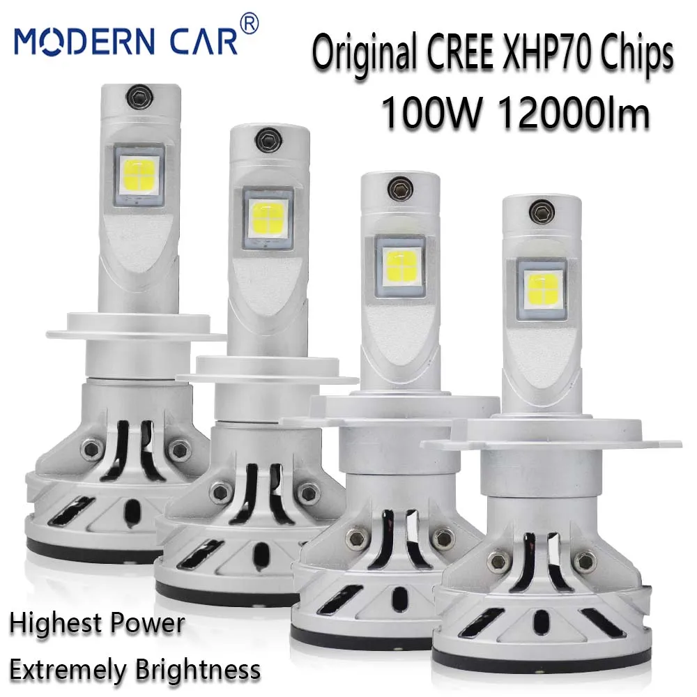 

Modern Car XHP70 Chips Full 100W 12000LM LED Car Light Bulbs Headlight High Low H4 H11 H7 9005 9006 9012 Headlight Fog Lights
