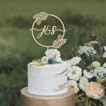 

Beach Wedding Cake Topper Custom Initials Leaf Cake Topper Monogram Wedding Cake Topper personalized gifts for wedding party