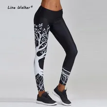 Линия Walker дерево напечатаны штаны для йоги для Для женщин Фитнес Высокая Талия Тонкий эластичный Спорт бег Леггинсы тренировки тренажерный зал Колготки Леггинсы