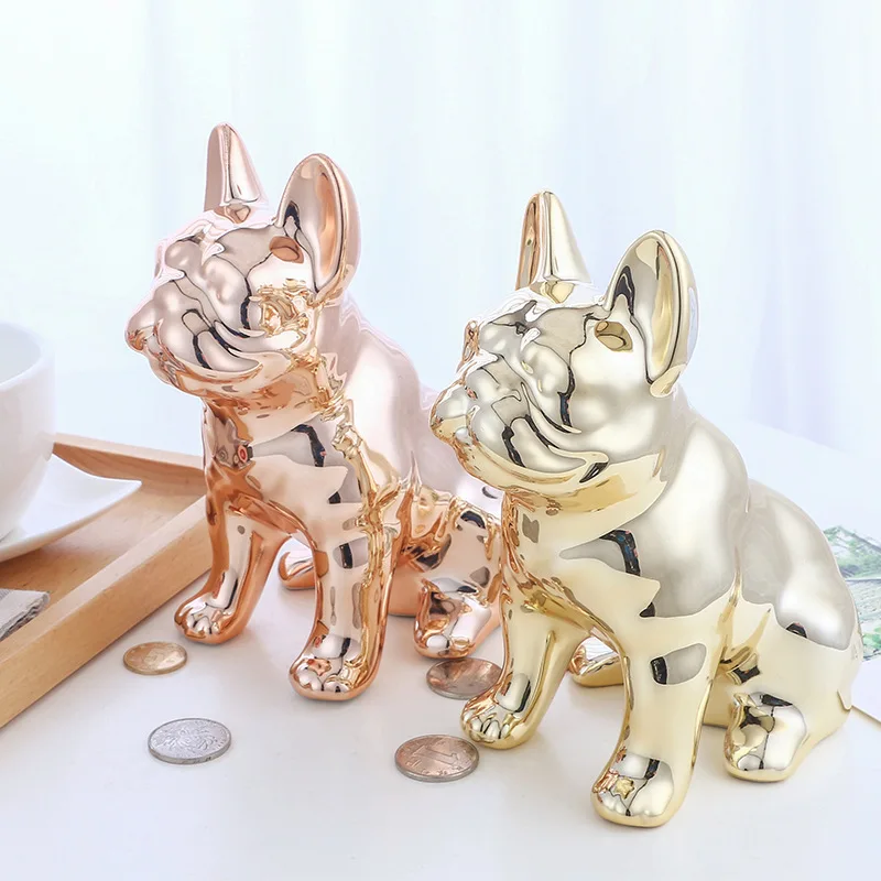 Ceramic crafts mirror cartoon puppy piggy bank access piggy piggy bank desktop decoration