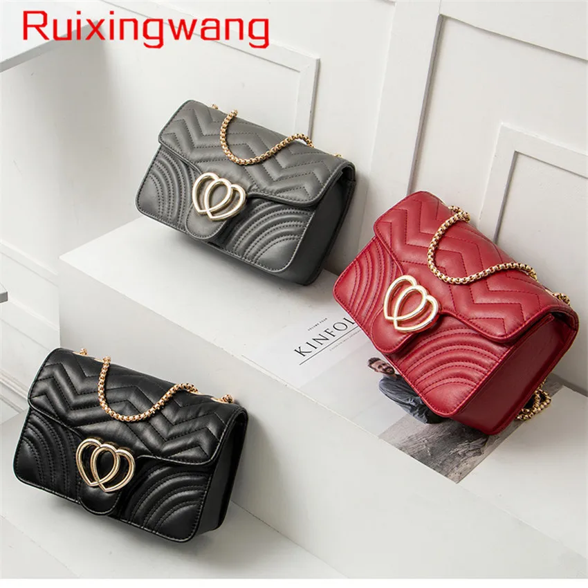 

RUIXINWANG all-match fashion Woman Package Chain Small Square Singles Shoulder Package 2018 New Pattern Ma'am Small Bag Tide