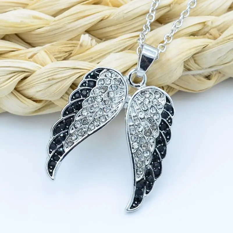 

Wing Necklace Rhinestone Necklace Women Two Tone Jewelry Trendy Pendant Metal Geometric Collares De Moda 2019 Colier Femme