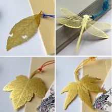 Шт. 3 шт. красиво сделанные золотые морщин листьев вен металлические закладки Китайский узел серии с поздравительной открытки конверты