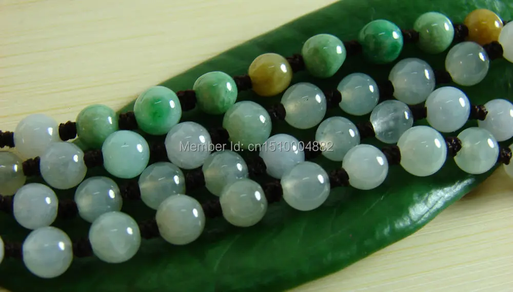 

Free shipping 00565 Beautiful Icy 3 Colors Beads Necklace Natural Grade A Jadeite Pendant