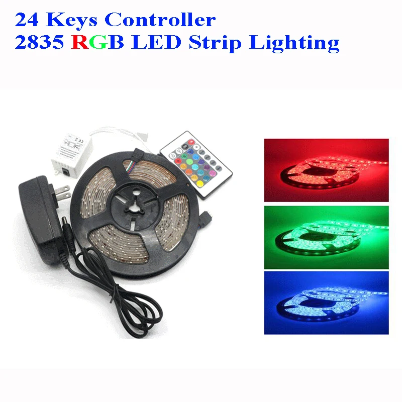 

5M 300Leds 2835 RGB Led Strip 24W Waterproof Flexible Lighting DC12V 60Leds/M String Ribbon Tape Lamp Home Decoration Light