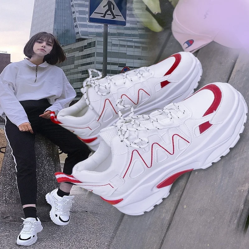 

New 2018 Autumn Fashion Women Casual Shoes Suede Leather Platform Shoes Women Sneakers Ladies White Trainers Chaussure Femme