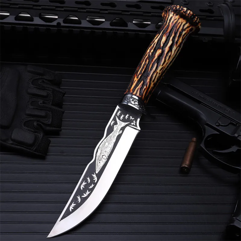 Outdoor self-defense field high hardness saber wilderness survival fruit knife small straight knife folding knife whales