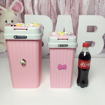 

6/10L Pink Hello Kitty Bedroom Trash Can Pressing Type Cute Garbage Cans with Lid KT Cat Cartoon Bathroom Trash Can Storage Bins