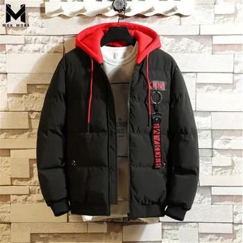 

New Hooded Cotton Mens Winter Jackets Fashion Solid Color Round Neck Mens Winter Jackets And Coats Casual Short Winter Jacket