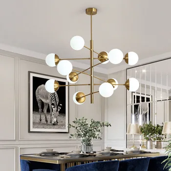 

LukLoy Modern Bedroom Bronze Gold Chandelier Indoor Lighing Fixtures Living Room Creative Design Golden Led Hanging Chandelier