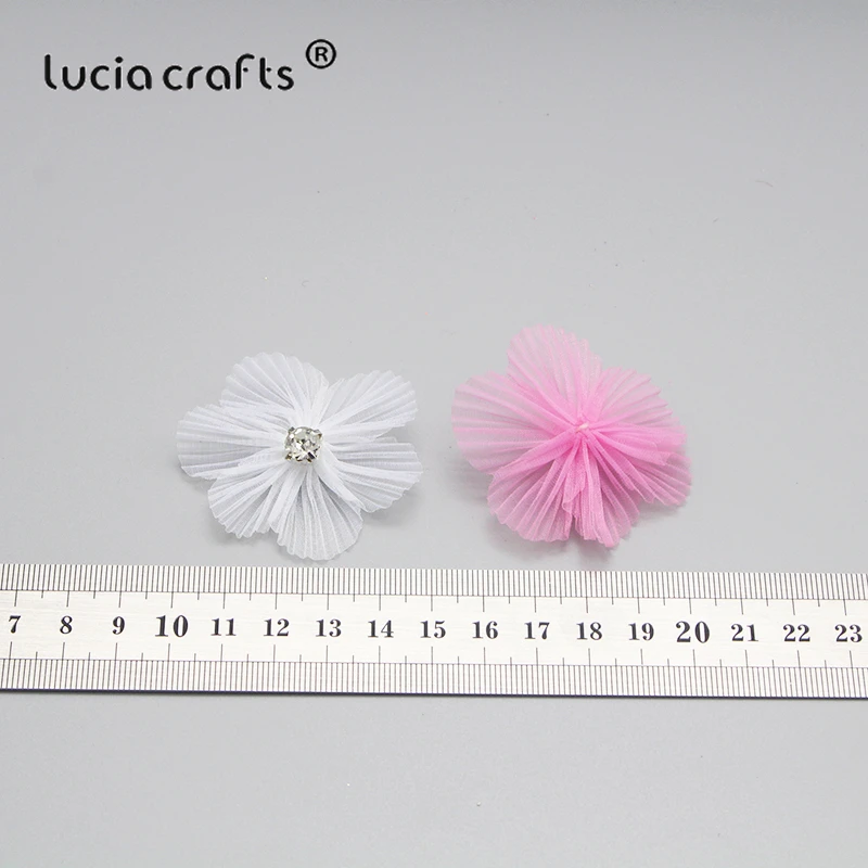 Lucia crafts 12 шт. 50 мм снег пряжа цветок со стразами бант головные уборы DIY шпильки Швейные аксессуары B0812