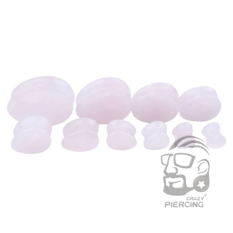 

Rose Color Quartz Organic Natural Teardrop Stone Ear Tunnel Plug Fashion Ear Expander Body Piercing Jewelry Mix Size 5mm-25mm