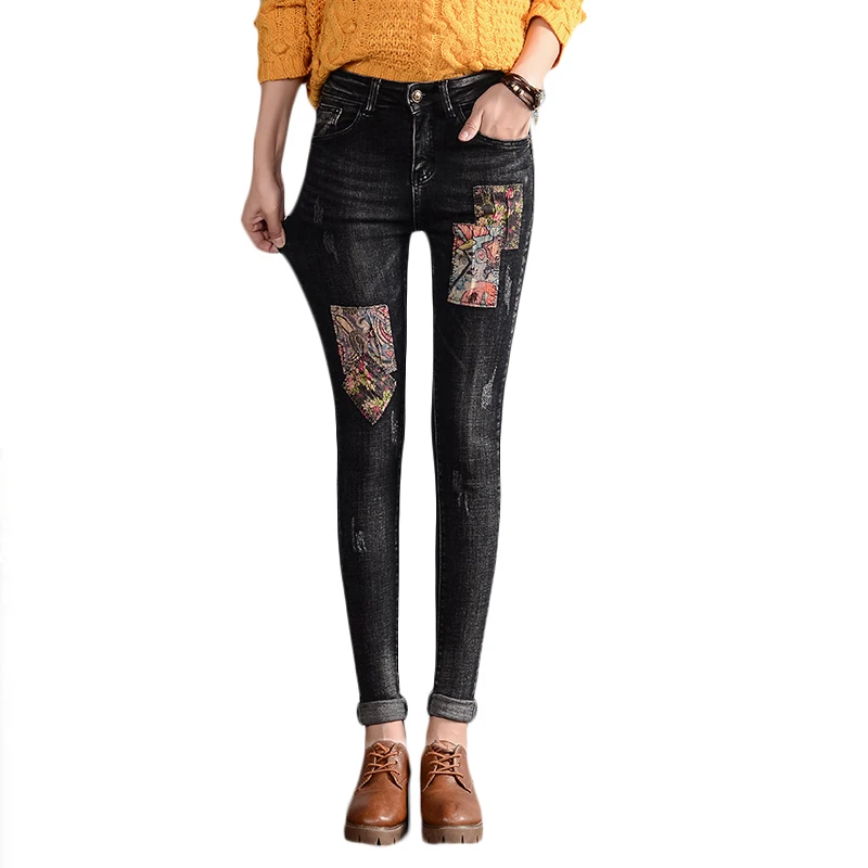 

Autumn spring Jeans for Women high waist Ripped jeans Skinny Hole Denim Pencil Pants Stretch jeans women denim trousers