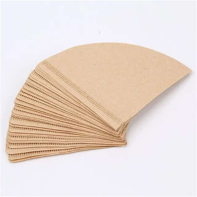 Cheap 40PCS/Lot Coffee Filter Papers Unbleached Original Wooden Drip Paper Cone Shape Coffee Tools