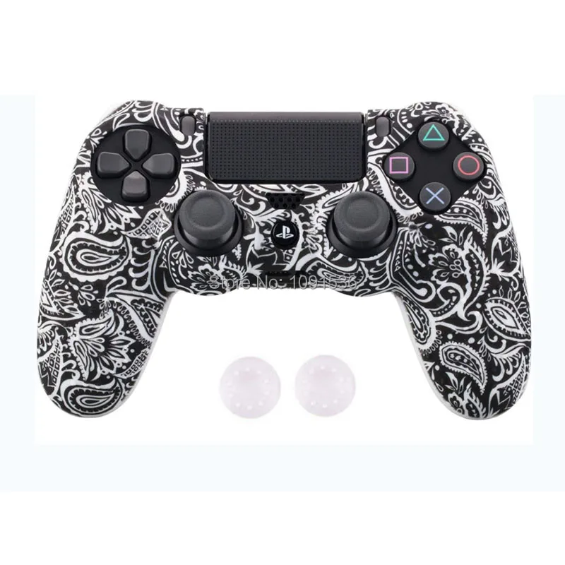 Противоскользящие многоцветный Силиконовый чехол + 2 Thumbsticks Захваты для sony PS4 Pro тонкий контроллер