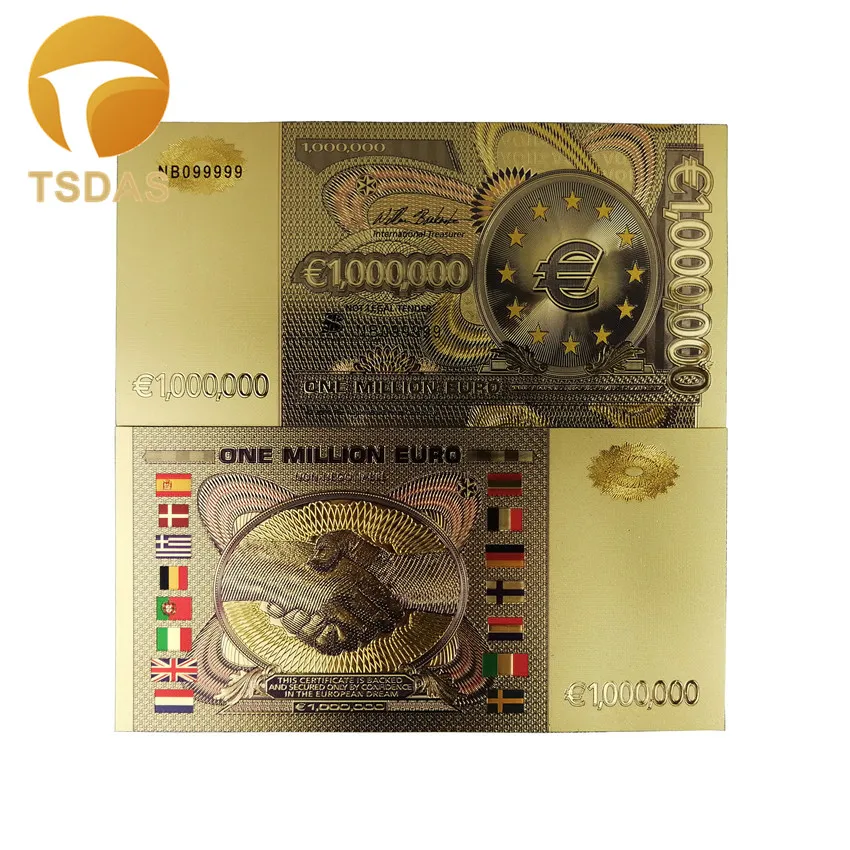 Colorful One Million EURO Gold Banknote Luxury 999 24k Gold Notes 10pcs/lot For Collectionin Colorful One Million EURO Gold Banknote Luxury 999 24k Gold Notes 10pcs/lot For Collectionin