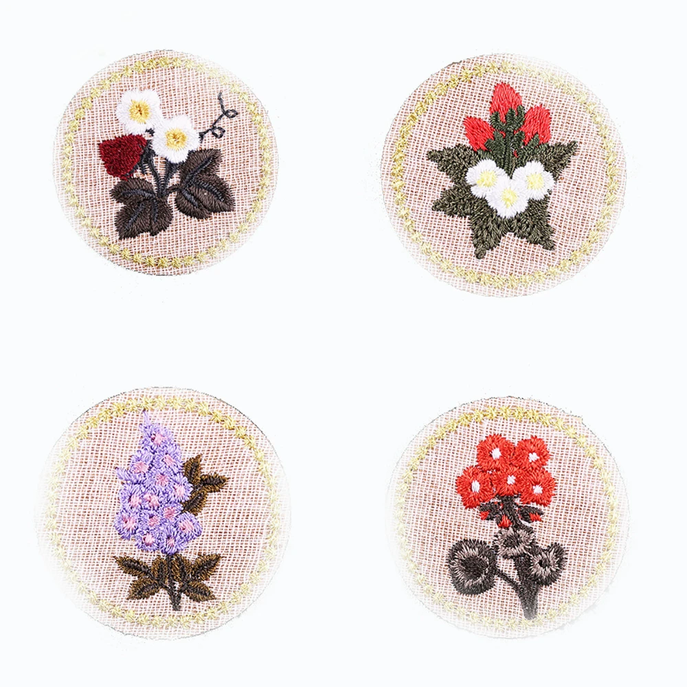

Lychee Life Flower Embroidered Patches Round Patches Supplies Handmade Sewing On Clothes Bags Accessories