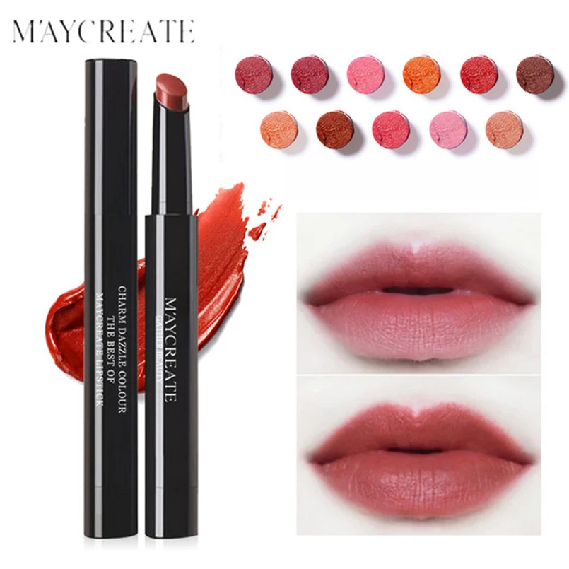 

MAYCREATE Moisturizer Lipstick Lip Balm Cosmetics Waterproof Long Lasting 15 Colors Batom Lips Tint Pro Lips Makeup Lipstick Pen