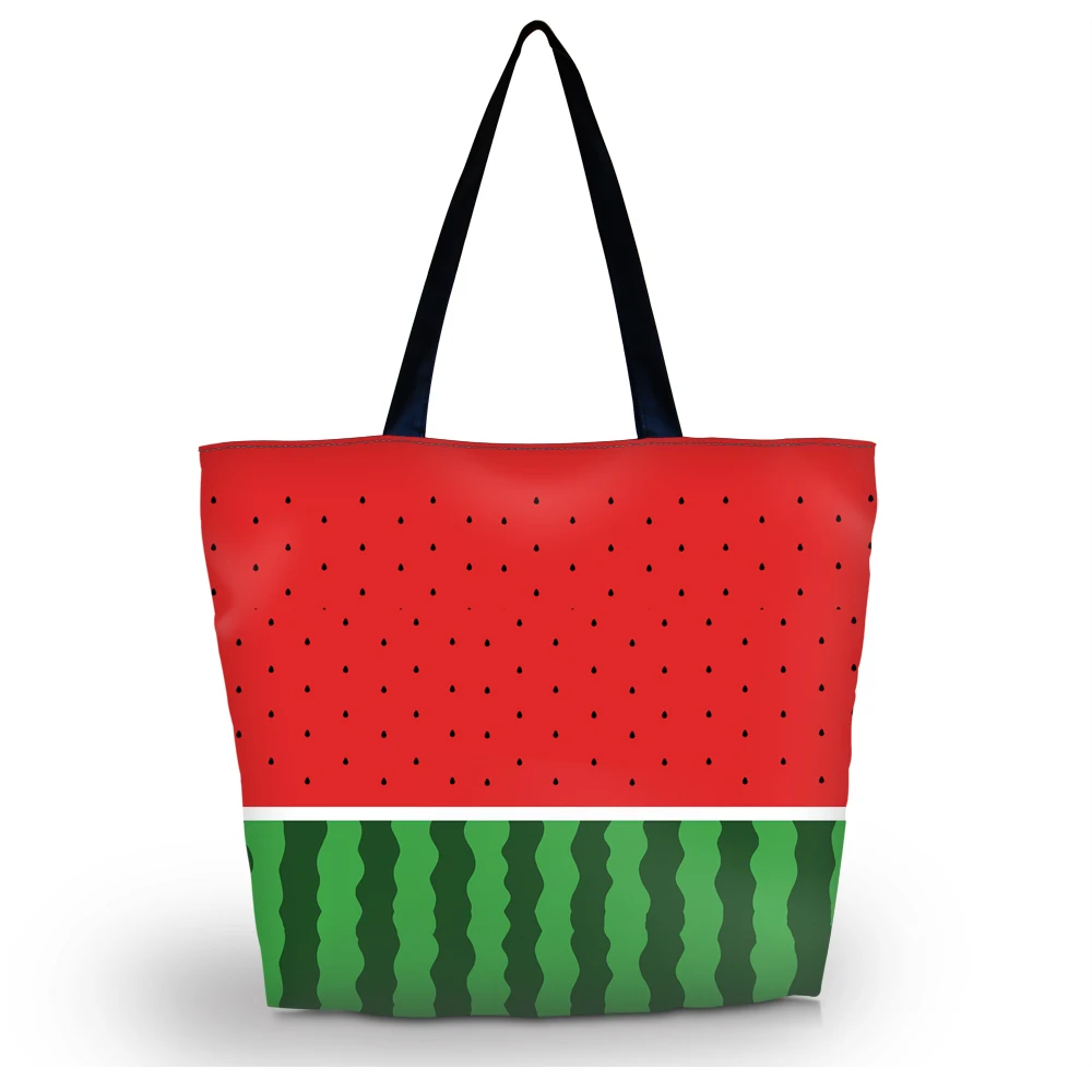 

Soft Foldable Tote Women Shopping Bag Beach Tote Shoulder Bag Purse Handbag Travel School Grocery Packing Bag Watermelon Design
