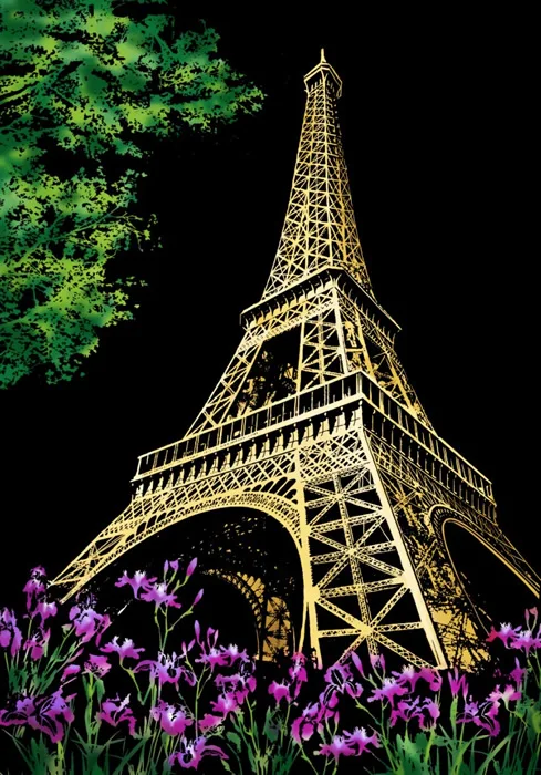 Креативная скребковая живопись, сделай сам, ручная работа, украшение, бумага для рисования для детей, друзей, на день рождения, Рождество, День благодарения, подарок - Цвет: Eiffel Tower