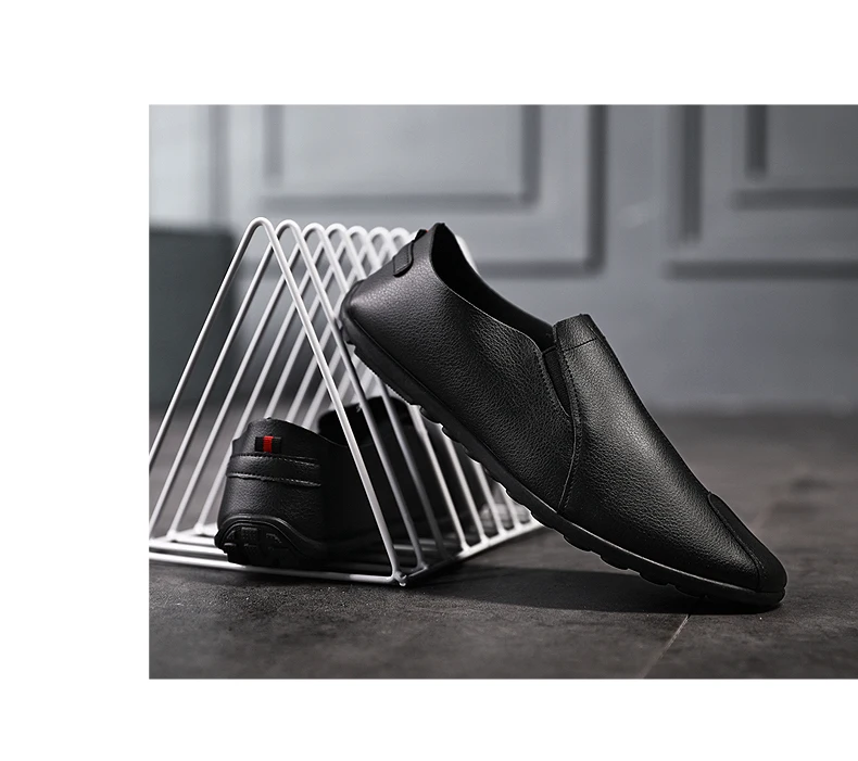 Brand Fashion Men Casual Shoes Leather High Top Breathable Comfortable Footwear Male Black White Boat Drive Mens Shoe (11)