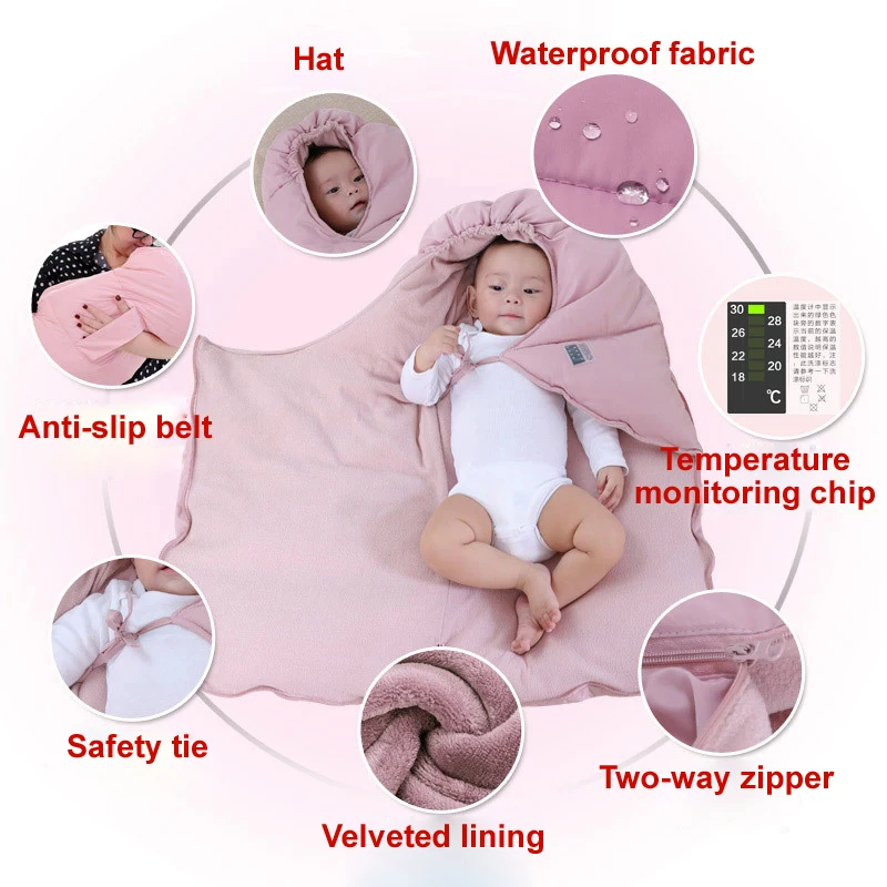 Конверт детский конверт для сна для новорожденных зимняя коляска кровать Пеленальное Одеяло интеллектуальный контроль температуры детский спальный мешок