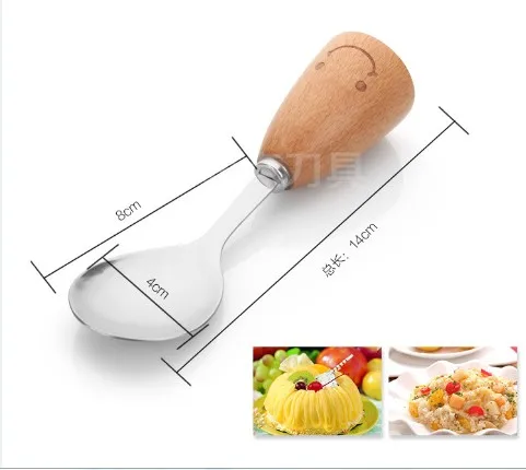 1PC Cute Tea Spoon Smile Face Pattern Wood Handle Spoons For Coffee Soup Kitchen Tableware Utensils KX 225