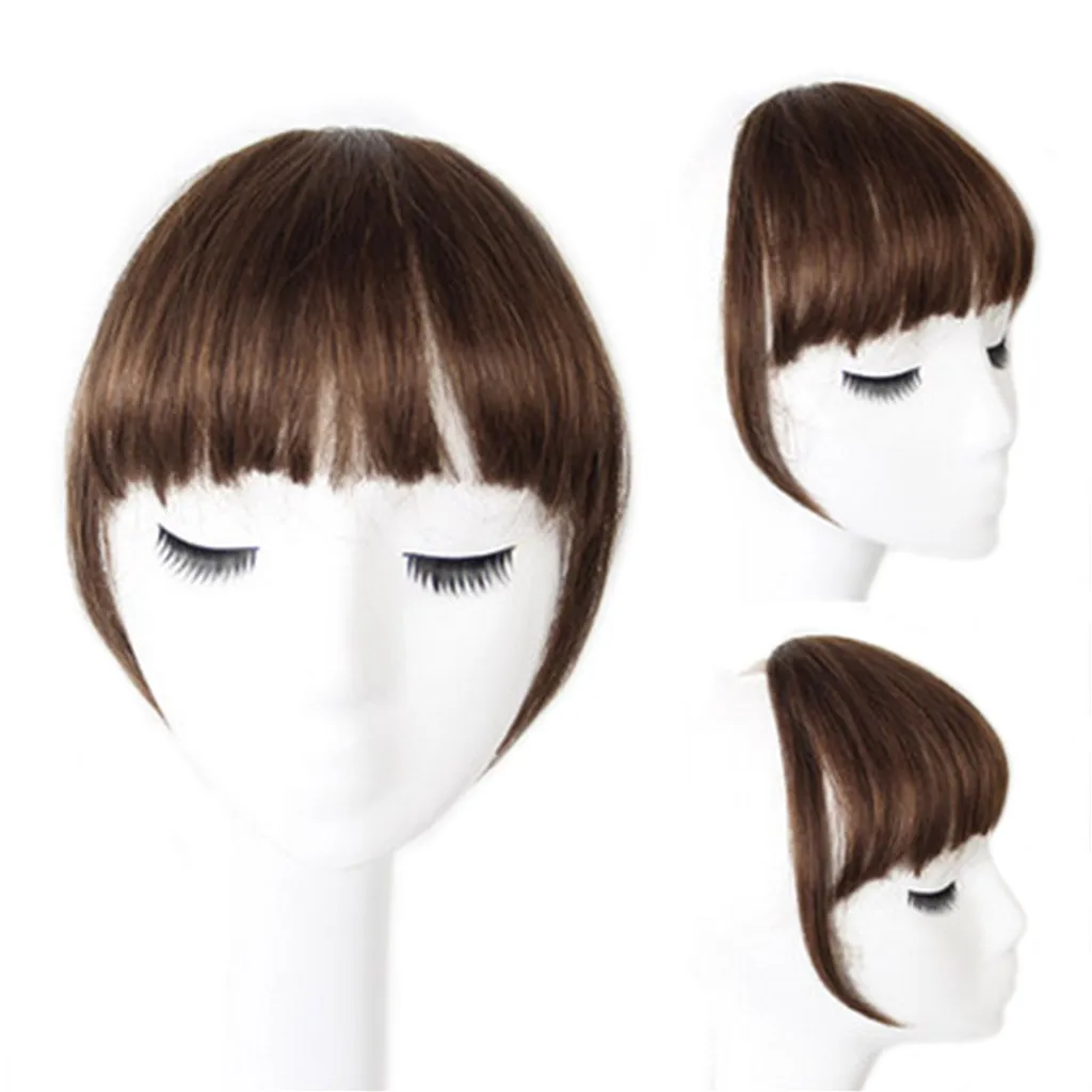 

Clip On Air Neat Bangs Human Hair Clip-in Front Two Side Thin Fringe Hair Extensions Soft and Smooth Light in Weight
