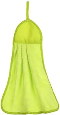 Мультяшное подвесное полотенце для рук с петлей и шнуром для кухни, ткань из бархата кораллового цвета, впитывающая воду, для сухой чистки рук - Цвет: Green