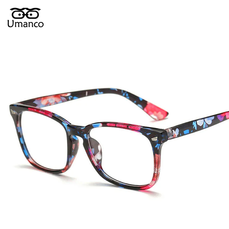

Umanco 2019 New Nine Styles Colorful Oversized Plain Glasses For Women Men Literary Retro Clear Street Accessories Gifts