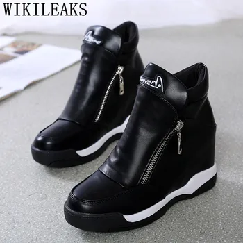 

Height Increasing Womens Shoes Platform Sneakers Tenis Feminino Flat Black Shoes Woman Zapatillas Mujer Casual Sapato Feminino
