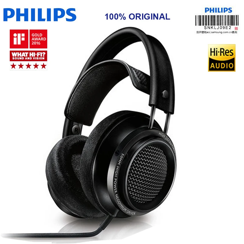 Оригинальные Наушники Philips Fidelio X2hr, лучший продукт в году с 50 мм высокопроизводительным приводом 3 мм для смартфона компьютера S8 S9