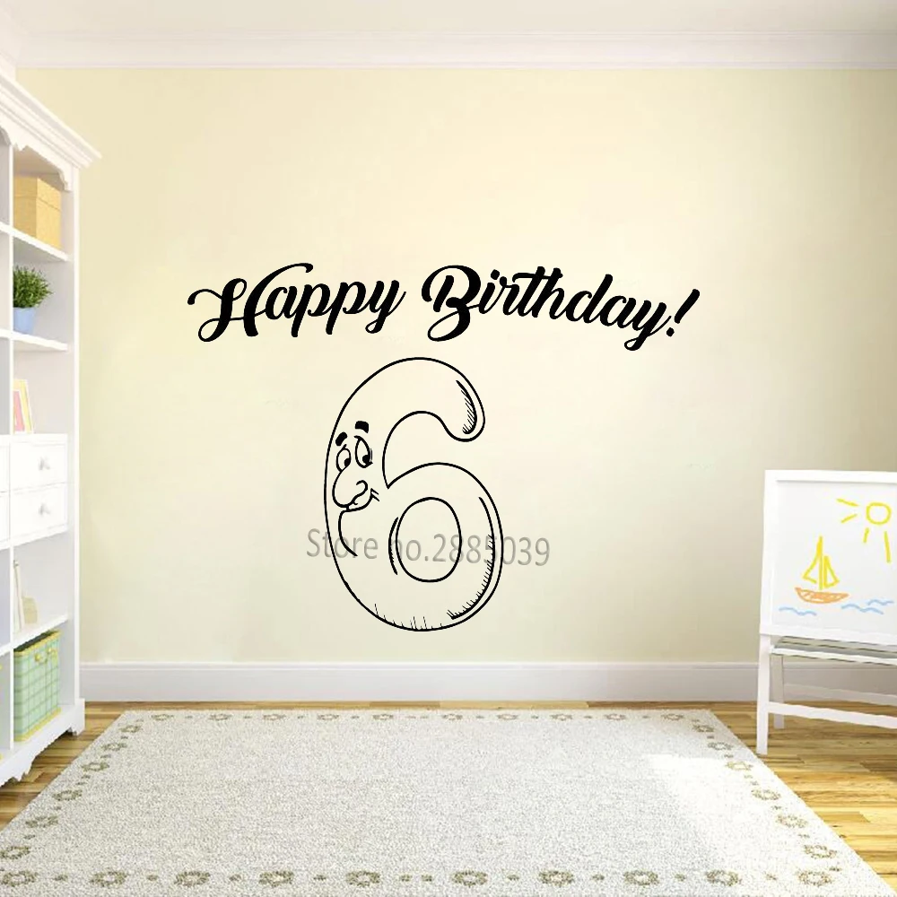Unique Six years old Birthday Decal Art Vinyl Party Wall Sticker